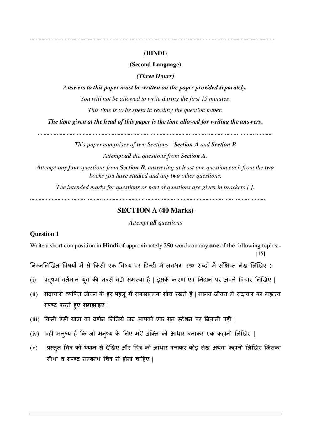 ICSE Sample Paper For Hindi Class 10  - Page 2