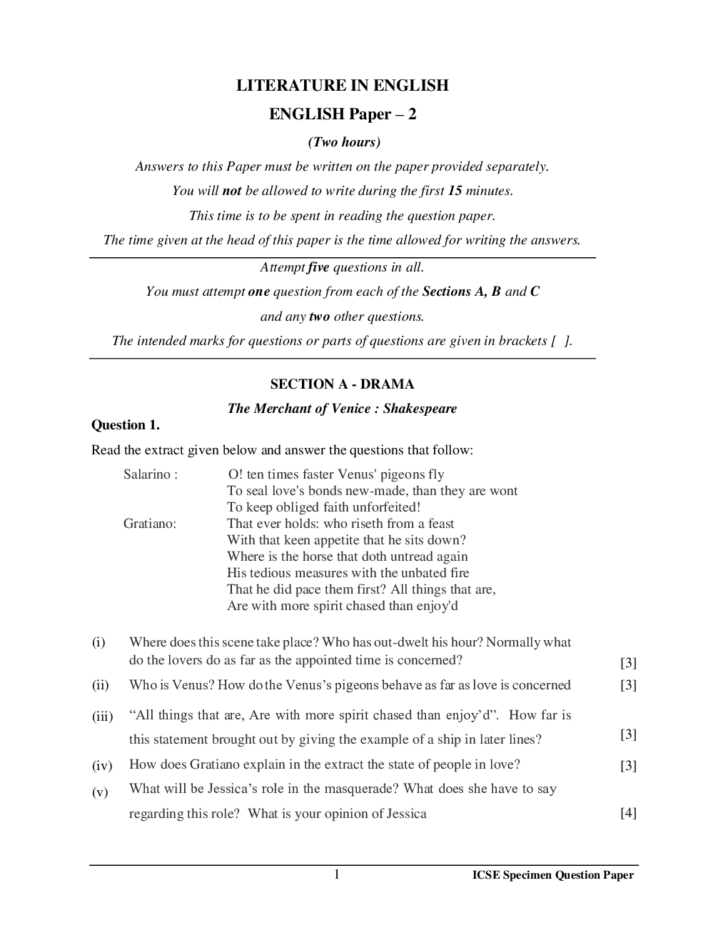 ICSE Sample Paper For Literature In English Class 10  - Page 2