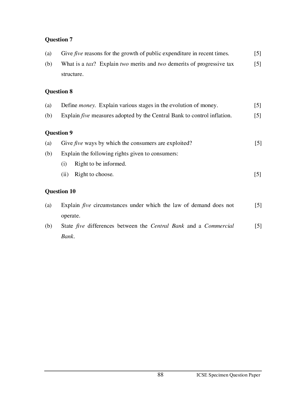 ICSE Sample Paper For Economics Class 10  - Page 4