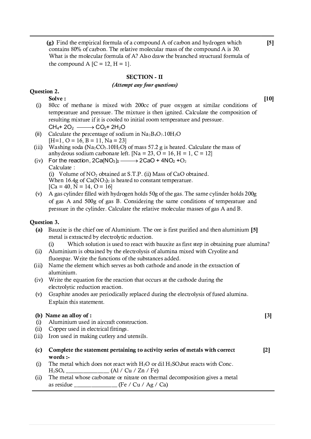 ICSE Model Question Papers For Chemistry Class 10 - Page 4