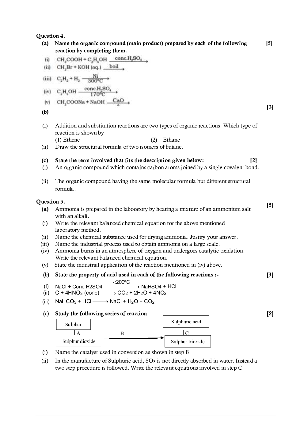 ICSE Model Question Papers For Chemistry Class 10 - Page 5
