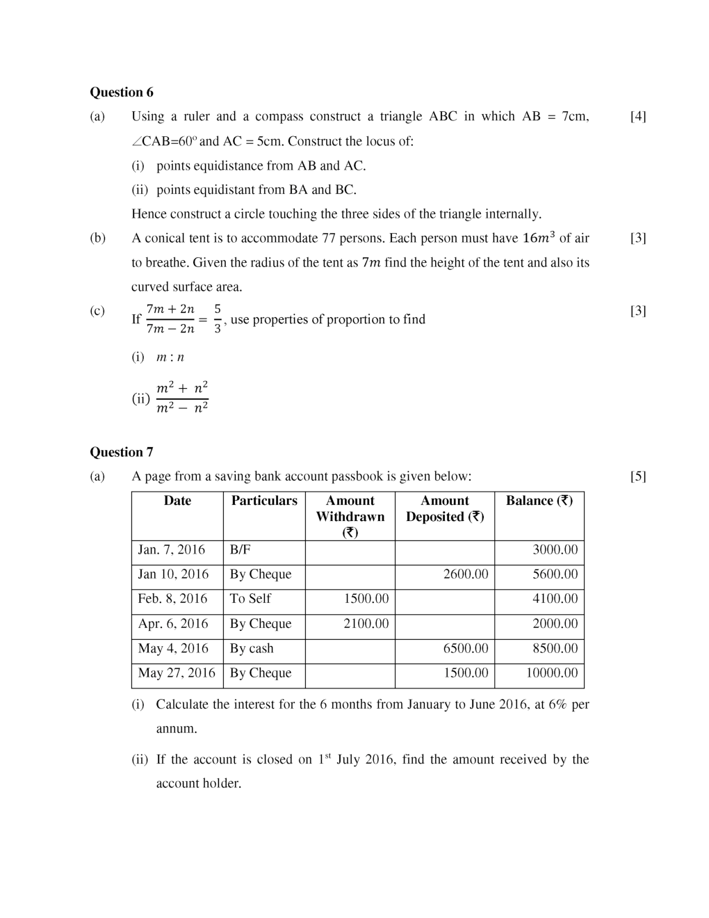 ICSE Model Question Papers For Mathematics Class 10 - Page 5