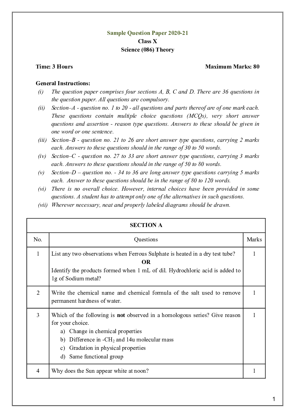 CBSE Sample Question Paper For Science Class 10 - Page 2