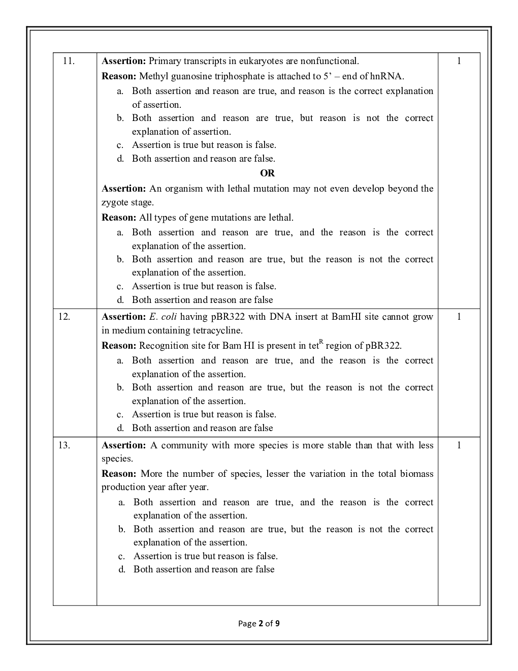 CBSE Sample Question Paper For Biology For Class-12 - Page 3