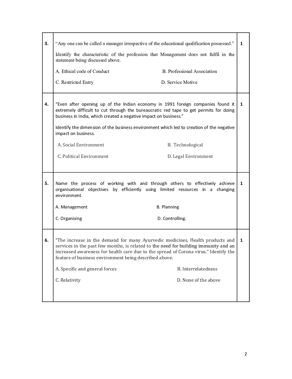 CBSE Sample Question Paper For Business Studies Class-12 - Page 3