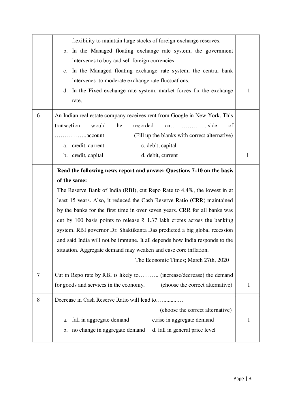 CBSE Sample Question Paper For Economics Class-12 - Page 4