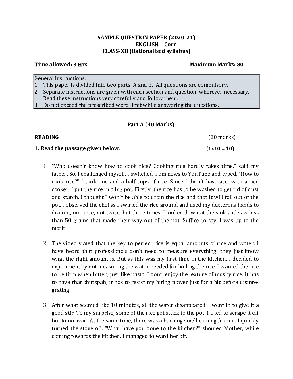 CBSE Sample Question Paper For English Core Class-12 - Page 2