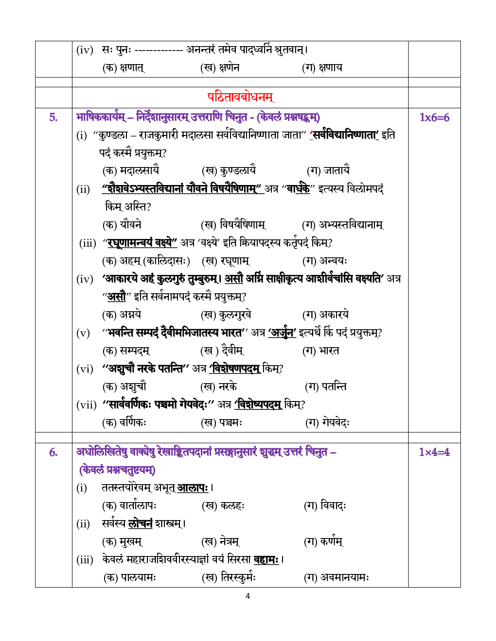 CBSE Sample Question Paper For Sanskrit Core Class-12 - Page 5