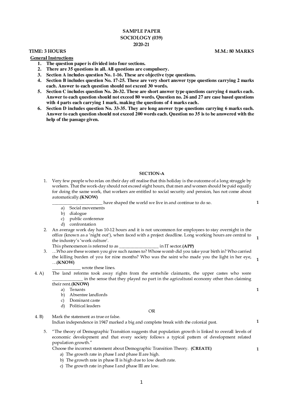 CBSE Sample Question Paper For Sociology Class-12 - Page 2