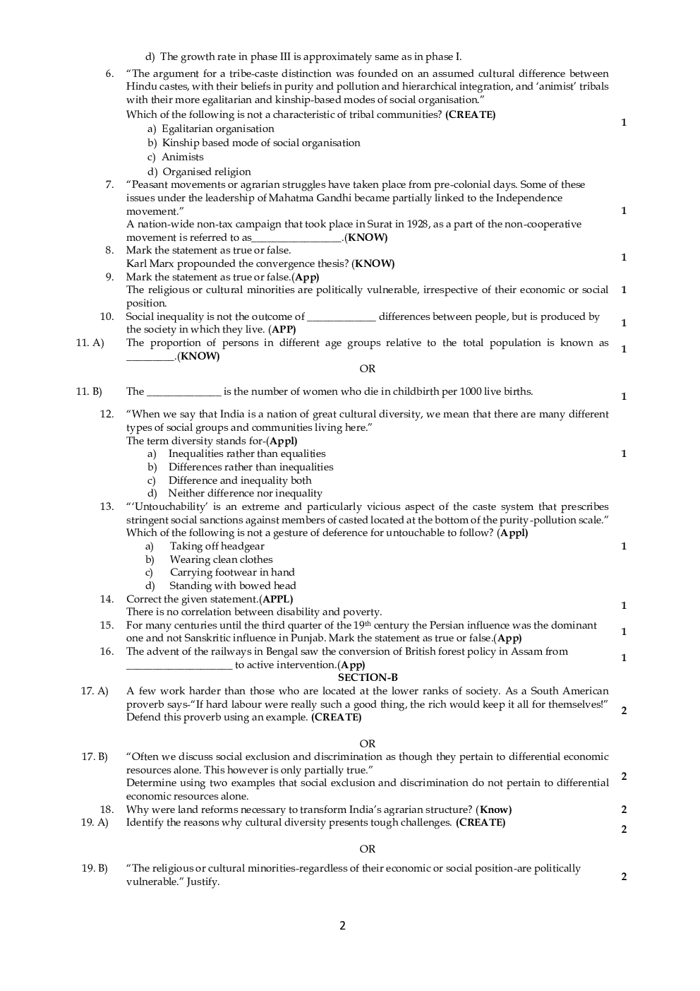 CBSE Sample Question Paper For Sociology Class-12 - Page 3