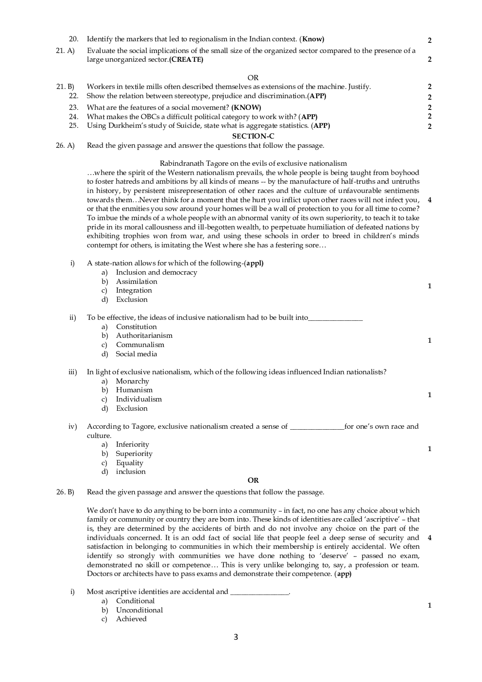 CBSE Sample Question Paper For Sociology Class-12 - Page 4