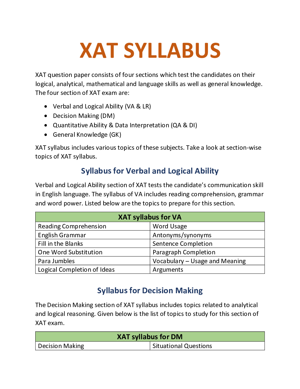 XAT Syllabus 2021 - Page 2