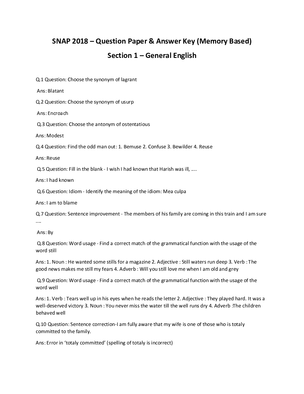 SNAP 2018 Previous Year Paper With Solution - Page 2
