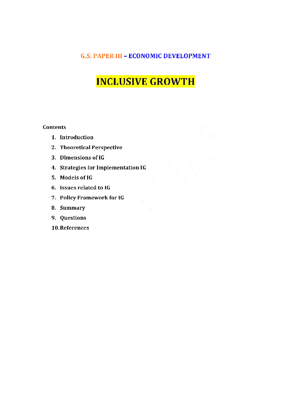 IAS Exam (Economic Development) Inclusive Growth Study Material - Page 3