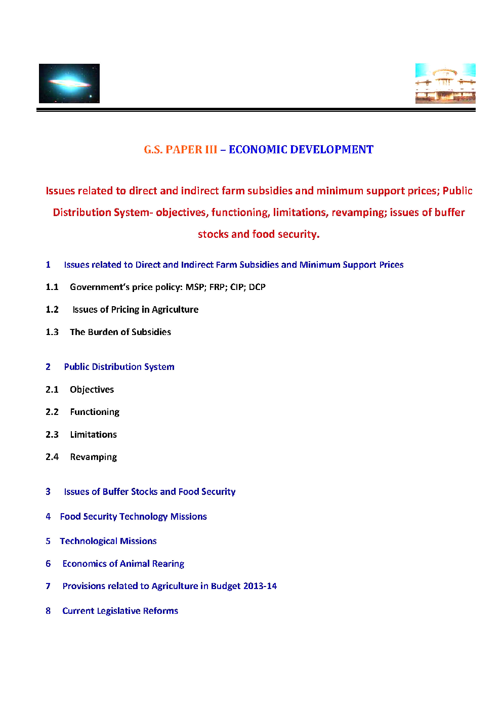 IAS Exam (Economic Development) Subsidies PDS Food Security Study Material - Page 2