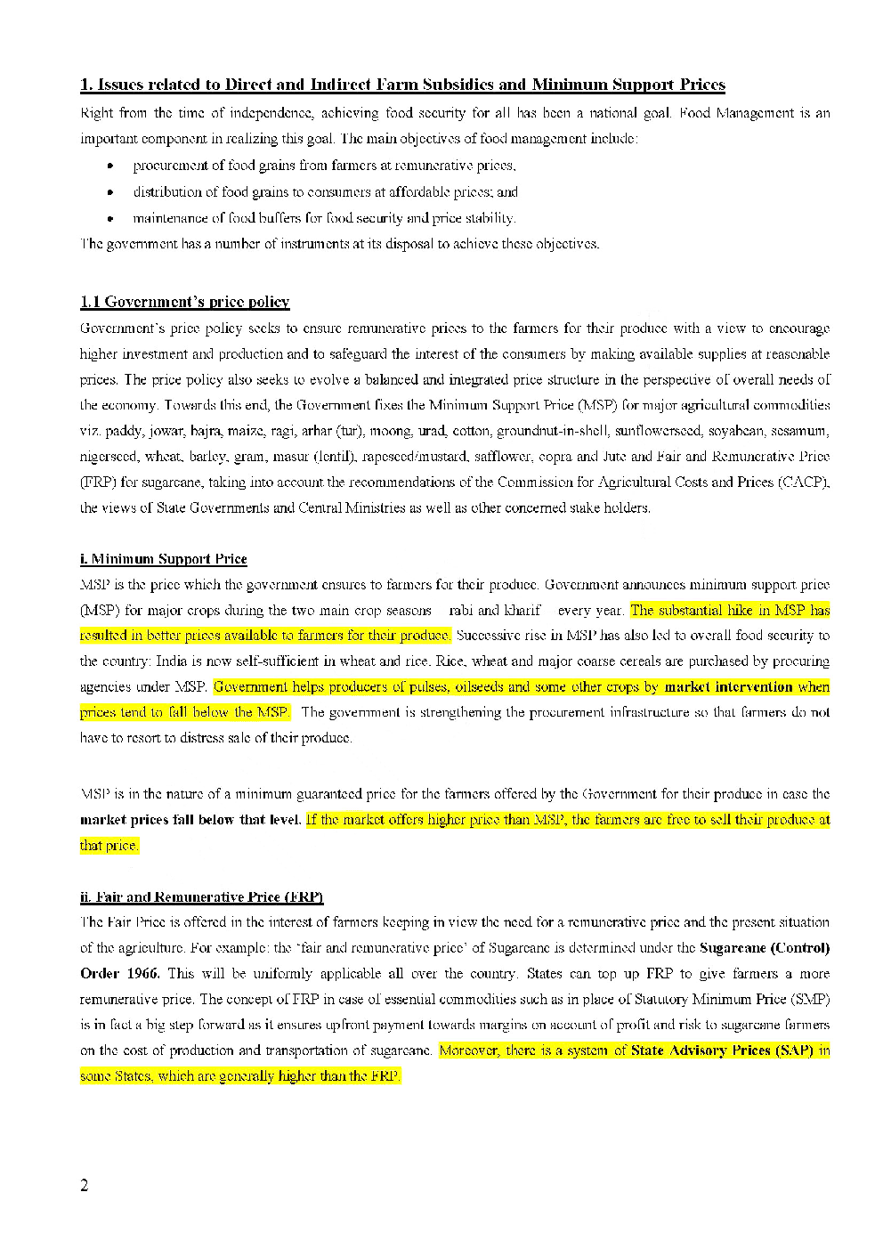 IAS Exam (Economic Development) Subsidies PDS Food Security Study Material - Page 3