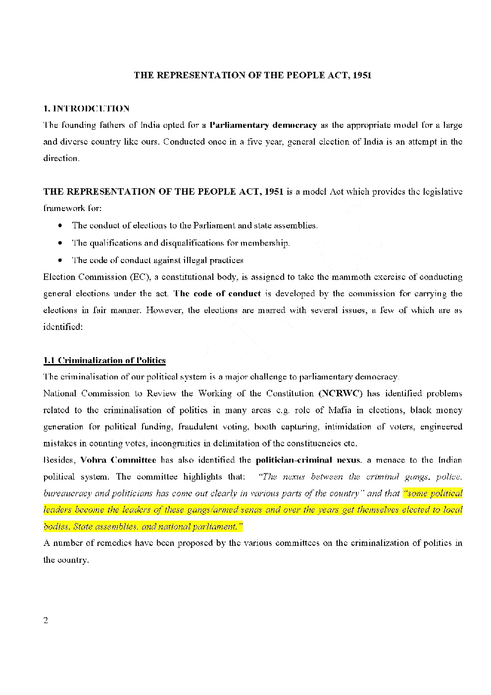 IAS Exam (Polity) The Representation Of The People Act 1951 Study Material - Page 3