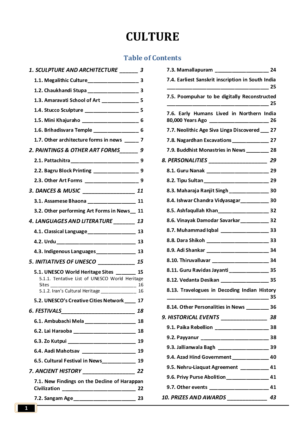 IAS Exam Culture Study Material - Page 2