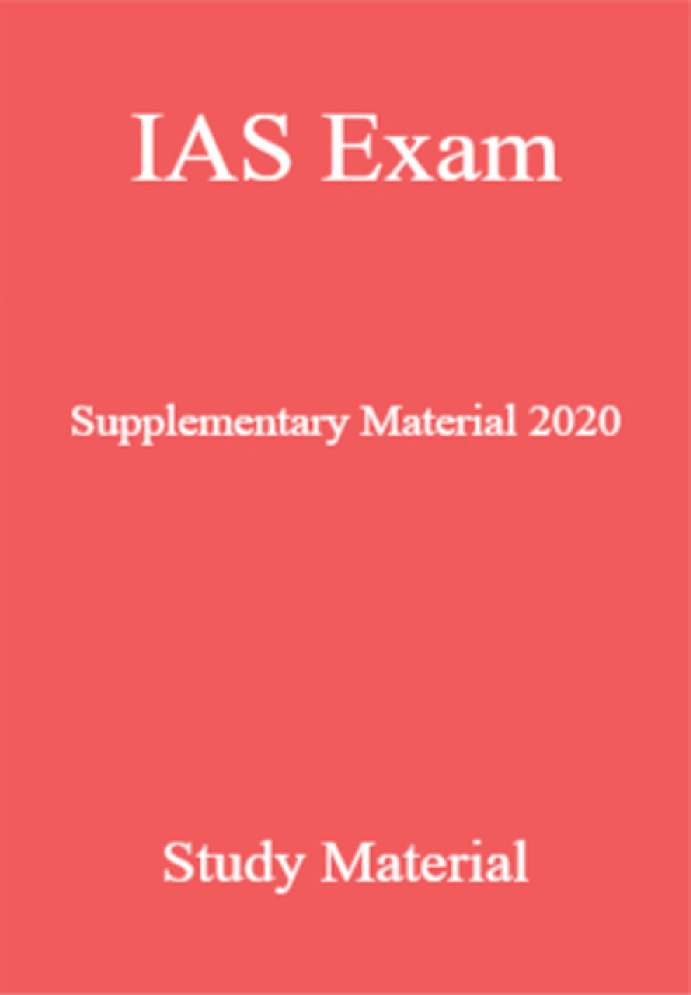 IAS Exam Supplementary Material 2020 Study Material - Page 1