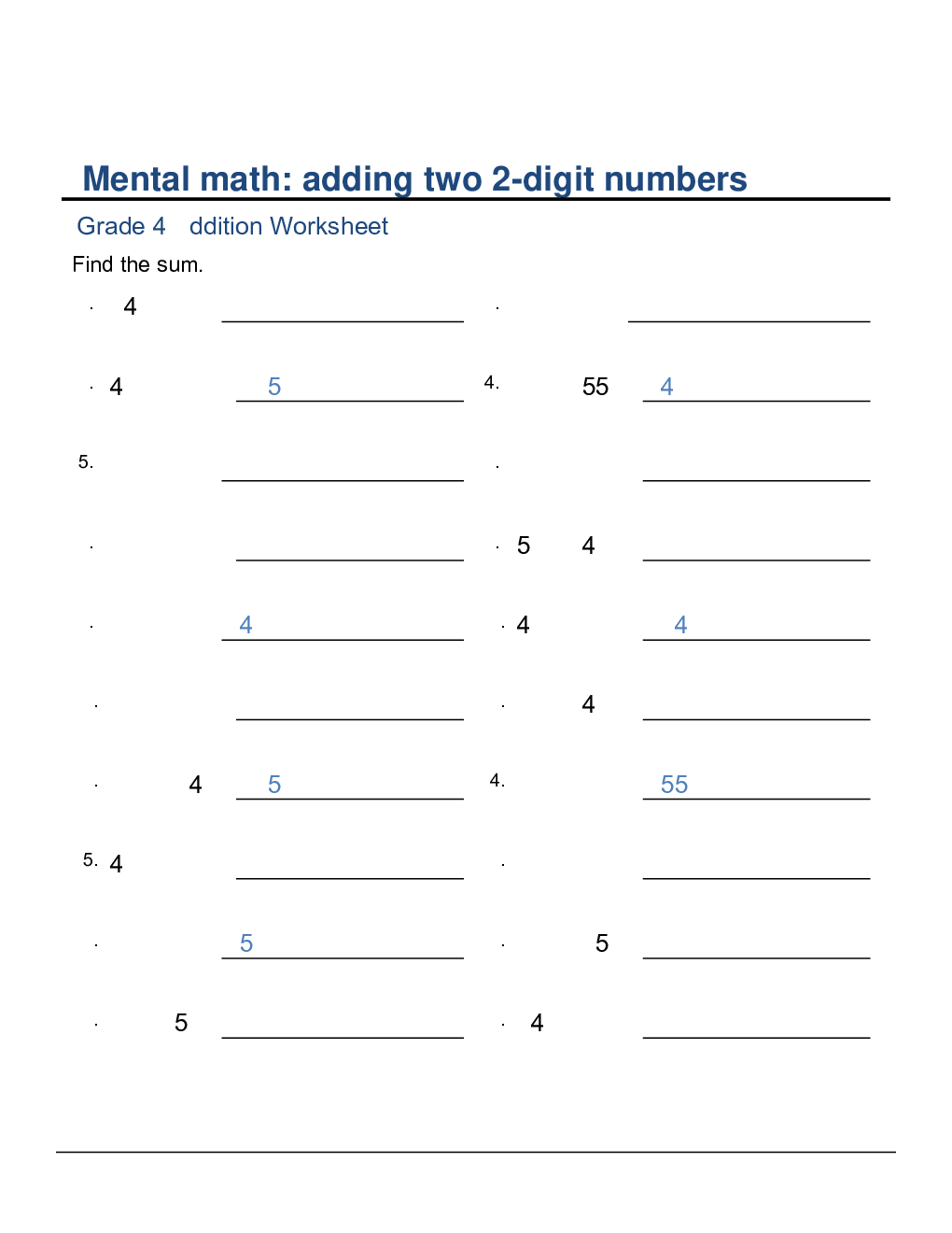Mathematics Worksheet For Class-4 - Page 4