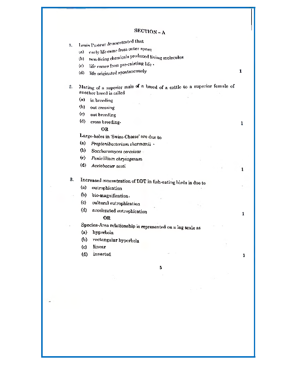 CBSE Class-12 Question Paper For Biology Set-1 2020 - Page 3