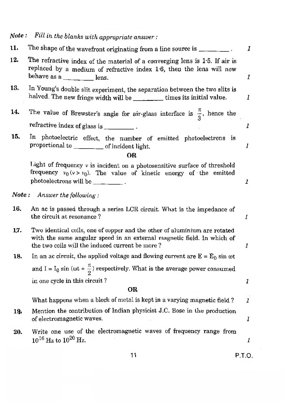 CBSE Class-12 Question Paper For Physics Set-1 2020 - Page 5