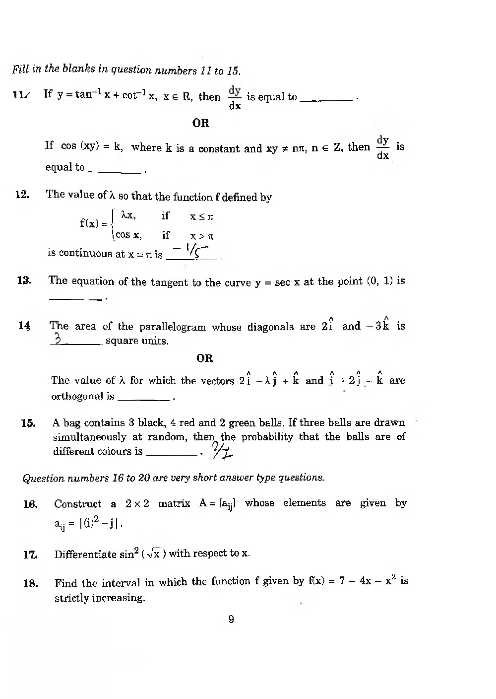 CBSE Class-12 Question Paper For Math’s Set-1 2019 - Page 5