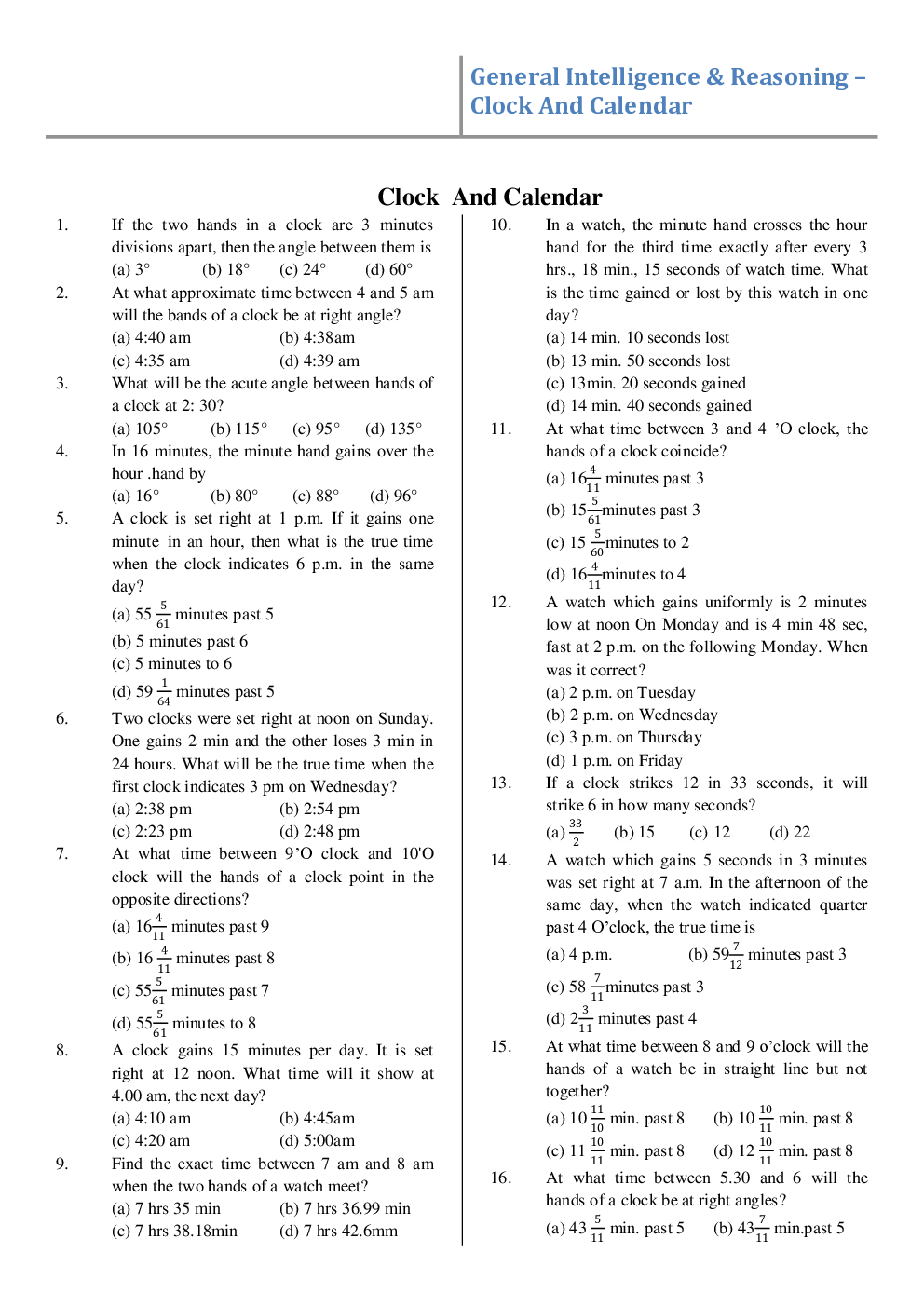 Calendar And Clock Study Material For EPFO - Page 2