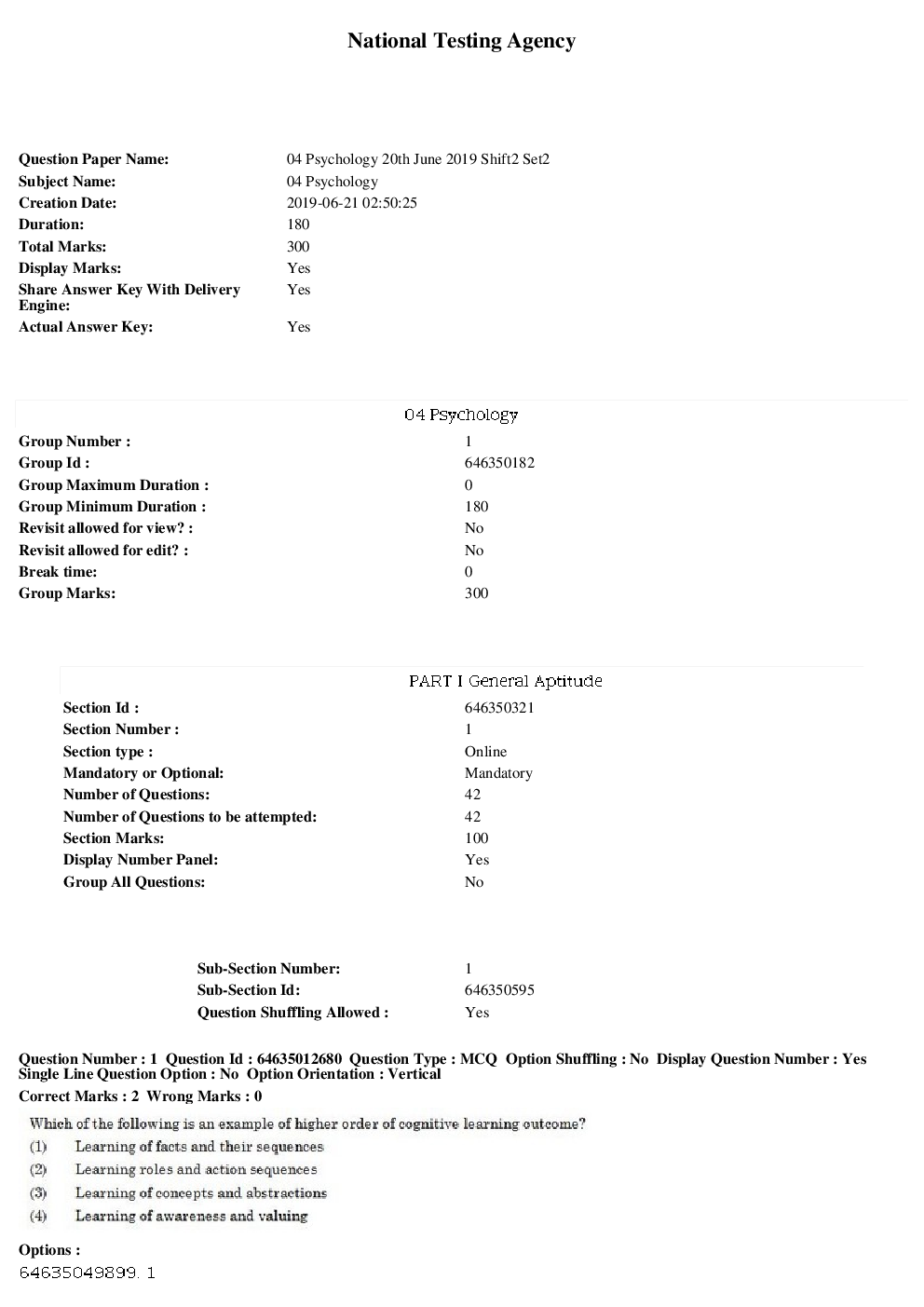 UGC NET Question Papers Psychology June 2019 - Page 2