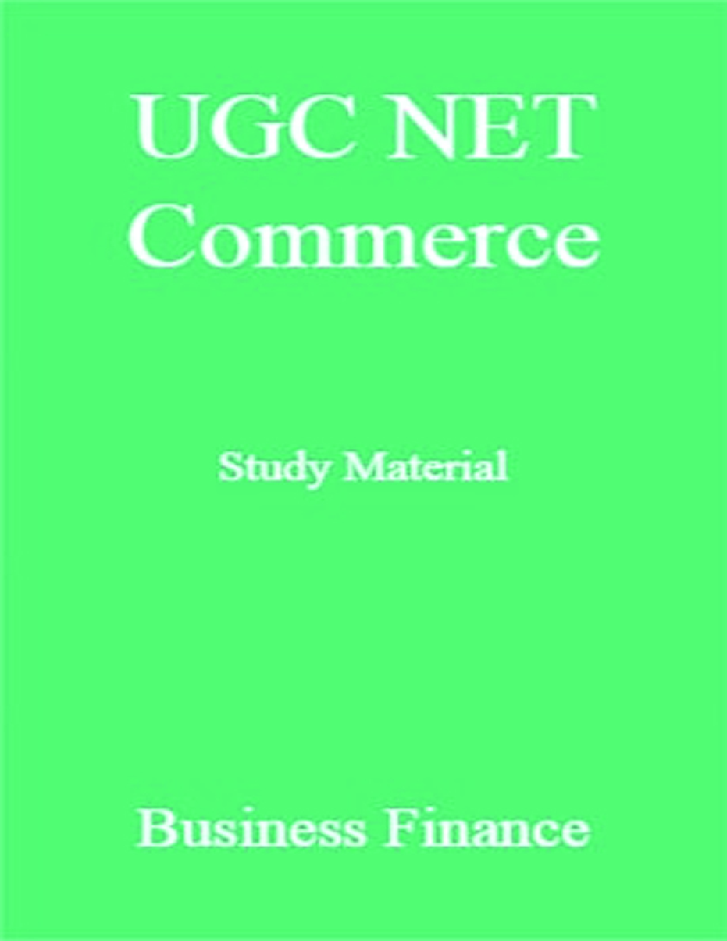 UGC NET Commerce Study Material Business Finance - Page 1