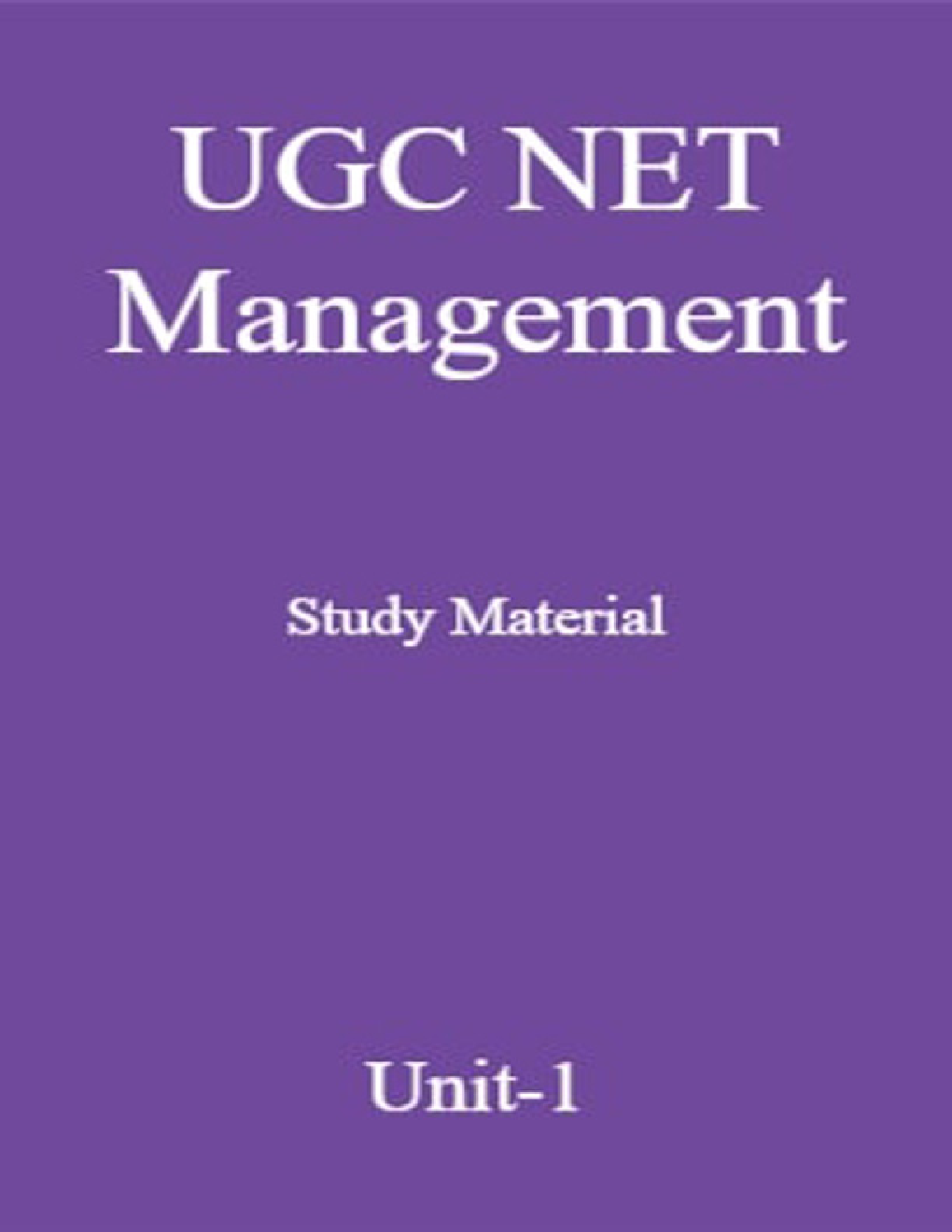 UGC NET Management Study Material Unit-1 - Page 1
