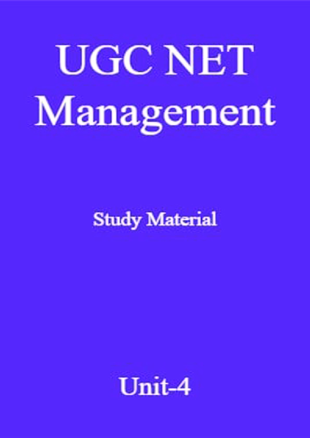 UGC NET Management Study Material Unit-4 - Page 1