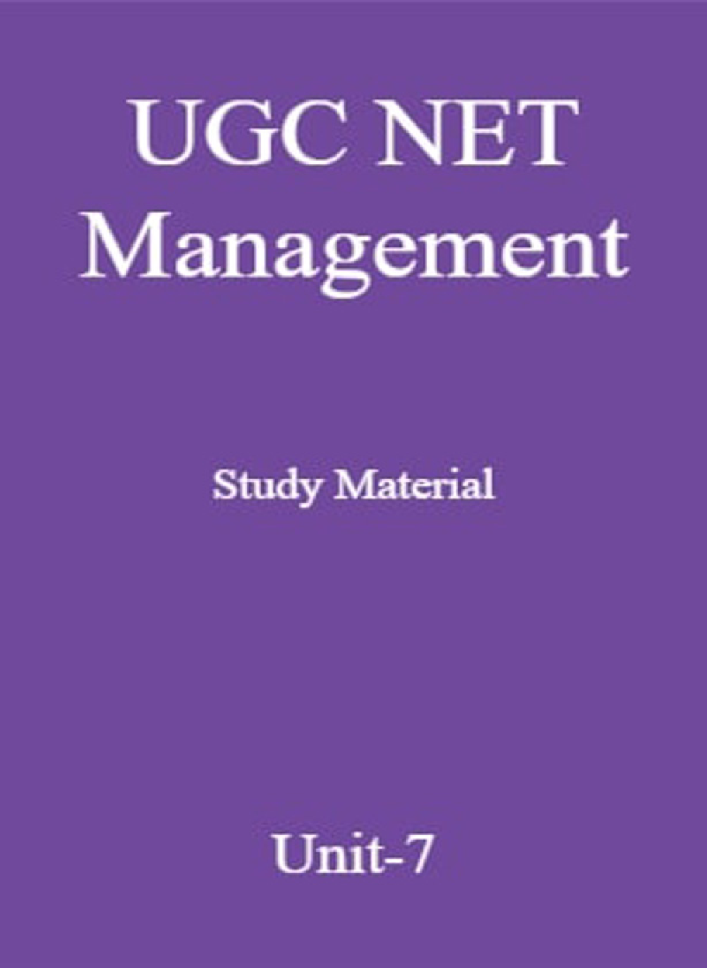 UGC NET Management Study Material Unit-7 - Page 1