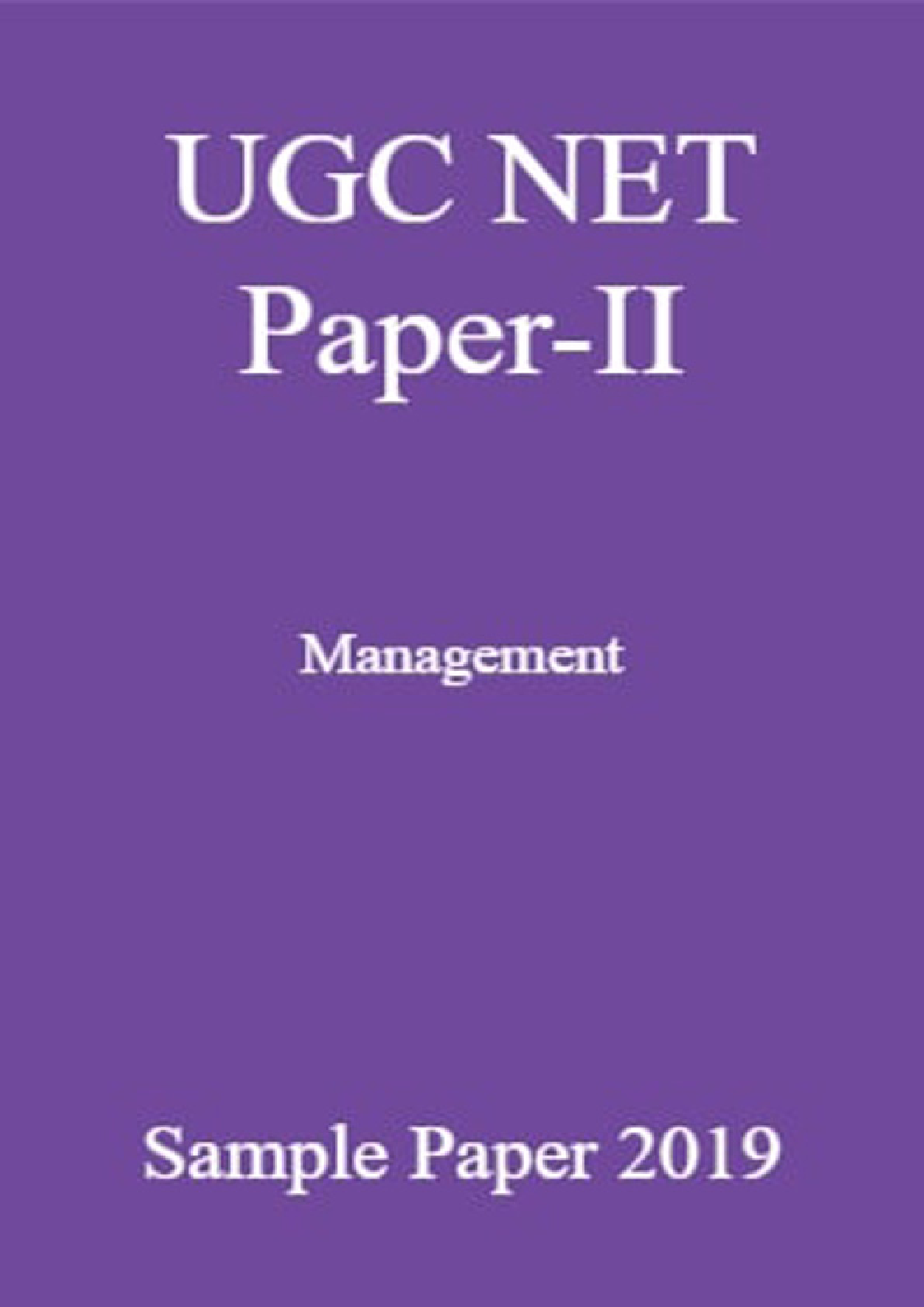 UGC NET Management Sample Paper-II 2019 - Page 1