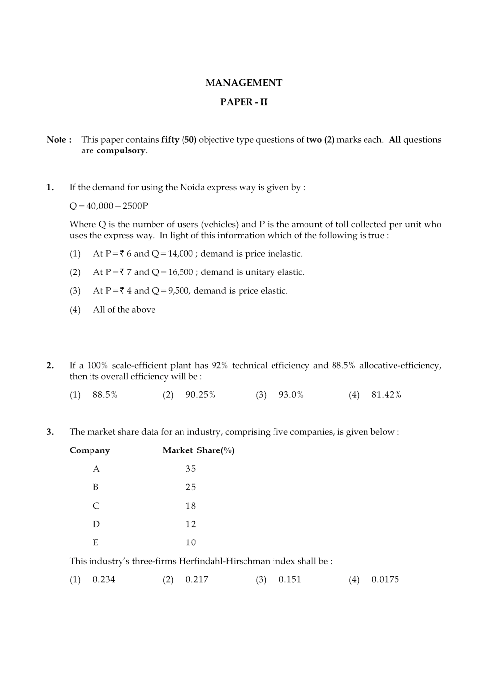UGC NET Management Sample Paper-II 2019 - Page 3