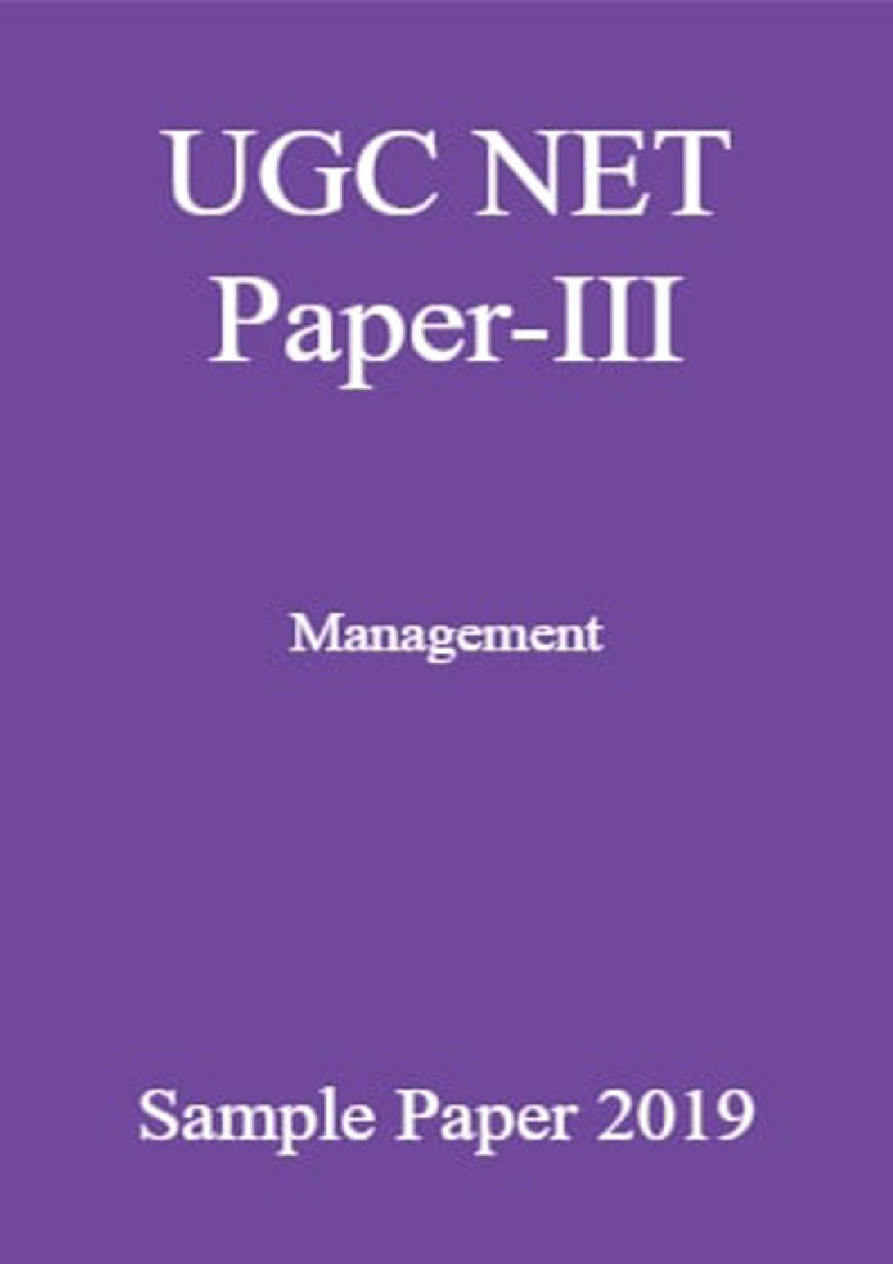 UGC NET Management Sample Paper-III 2019 - Page 1
