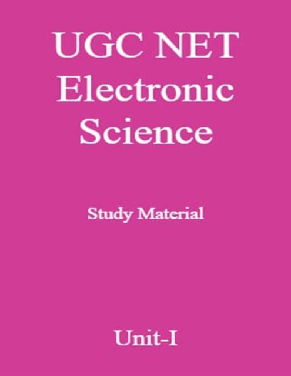 UGC NET Electronic Science Study Material Unit-1 - Page 1