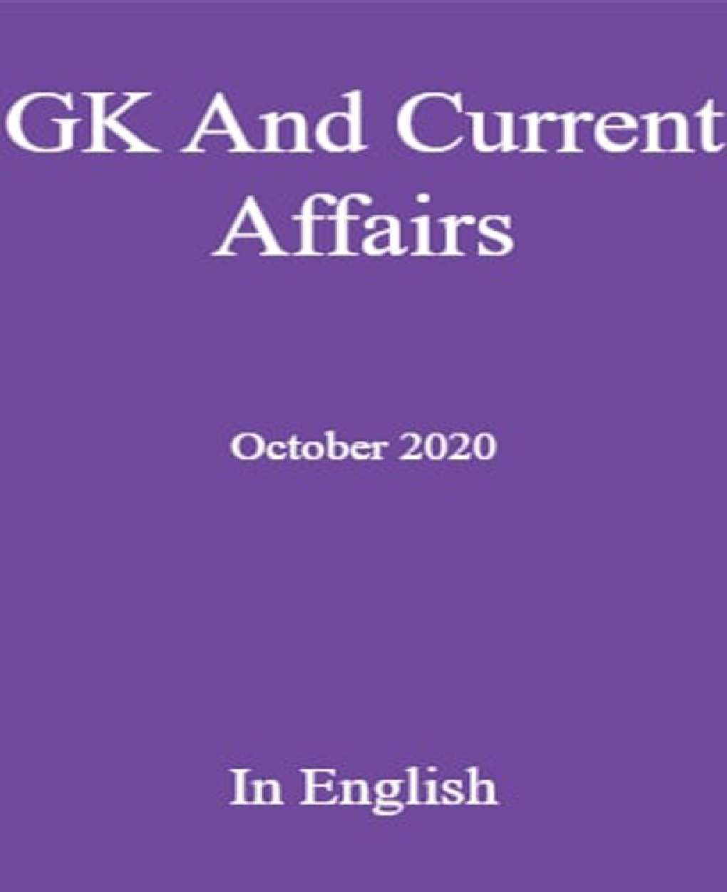 GK And Current Affairs October 2020 In English - Page 1