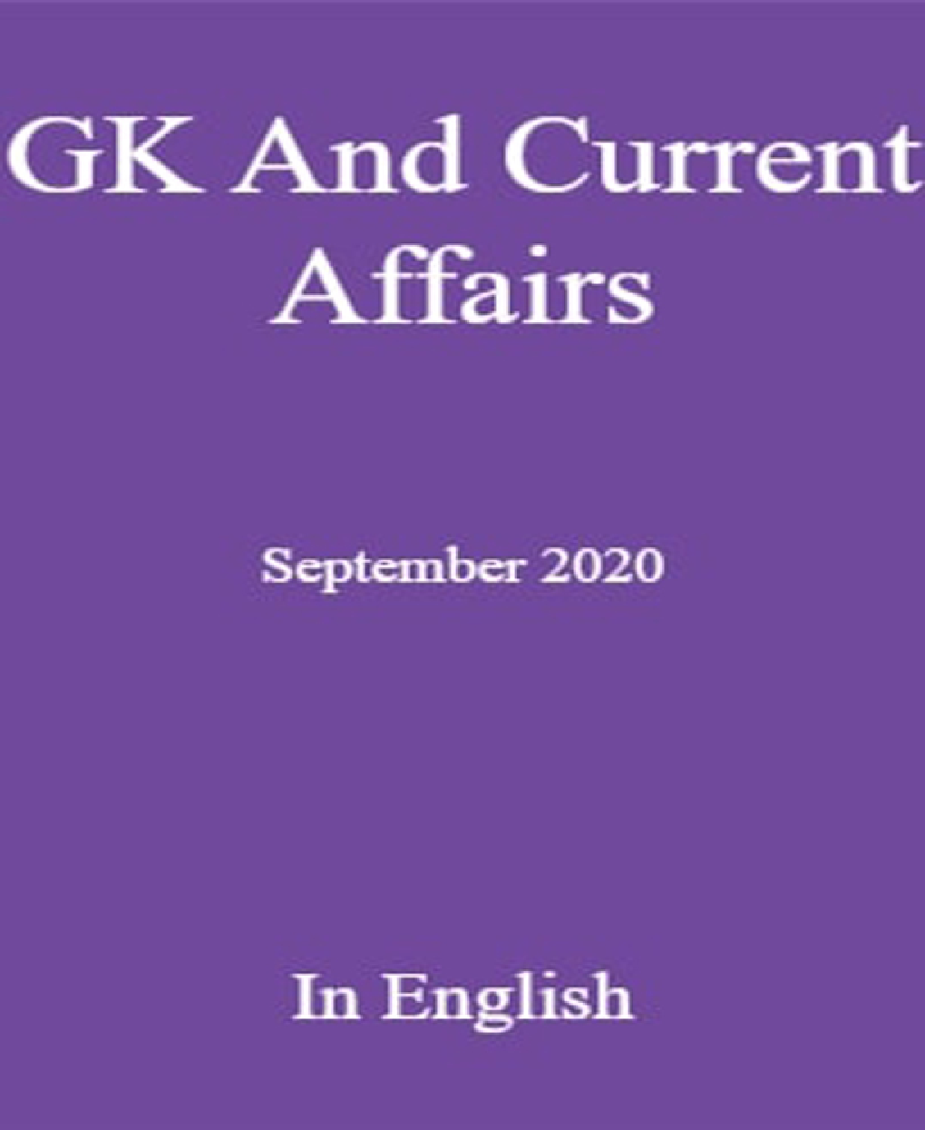 GK And Current Affairs September 2020 In English - Page 1