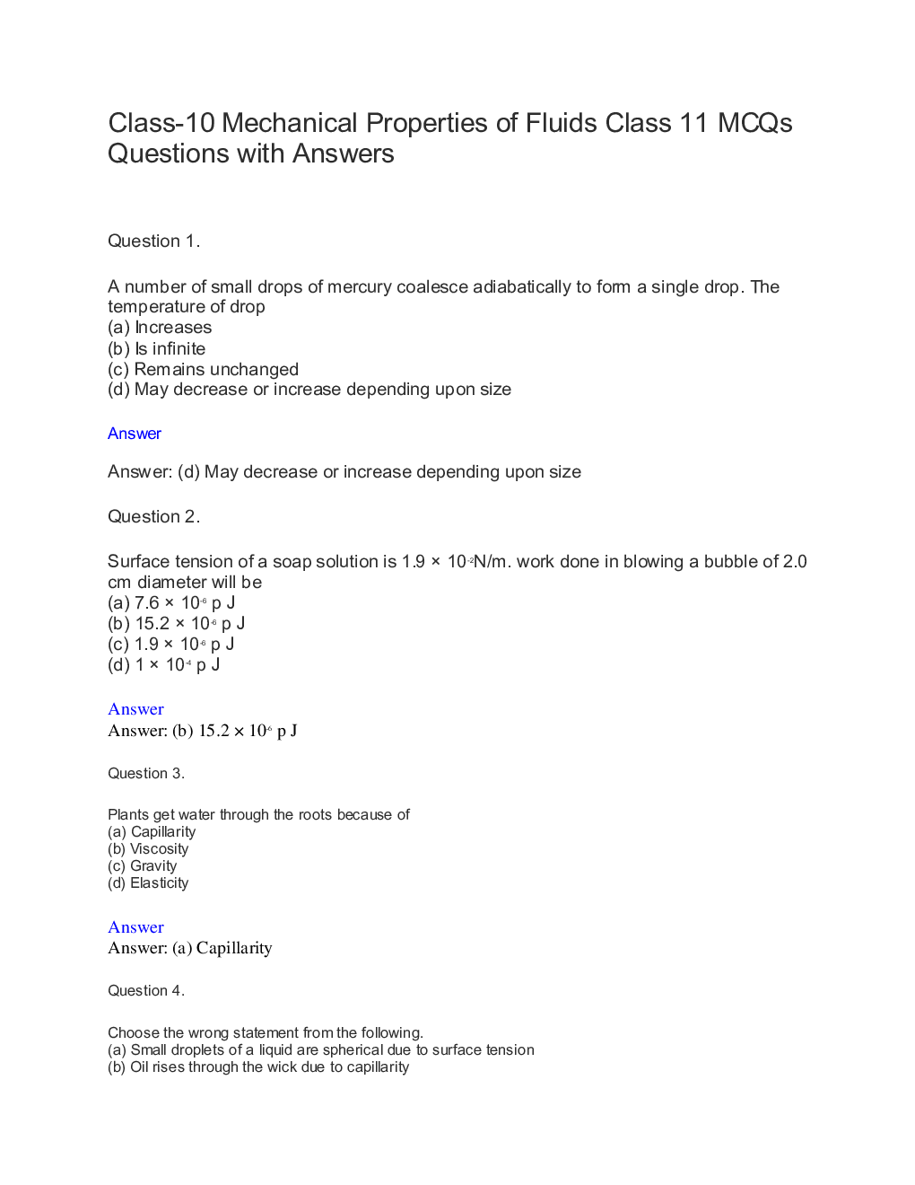 Download CBSE Board Class 11 Physics Chapter10 Mechanical Properties