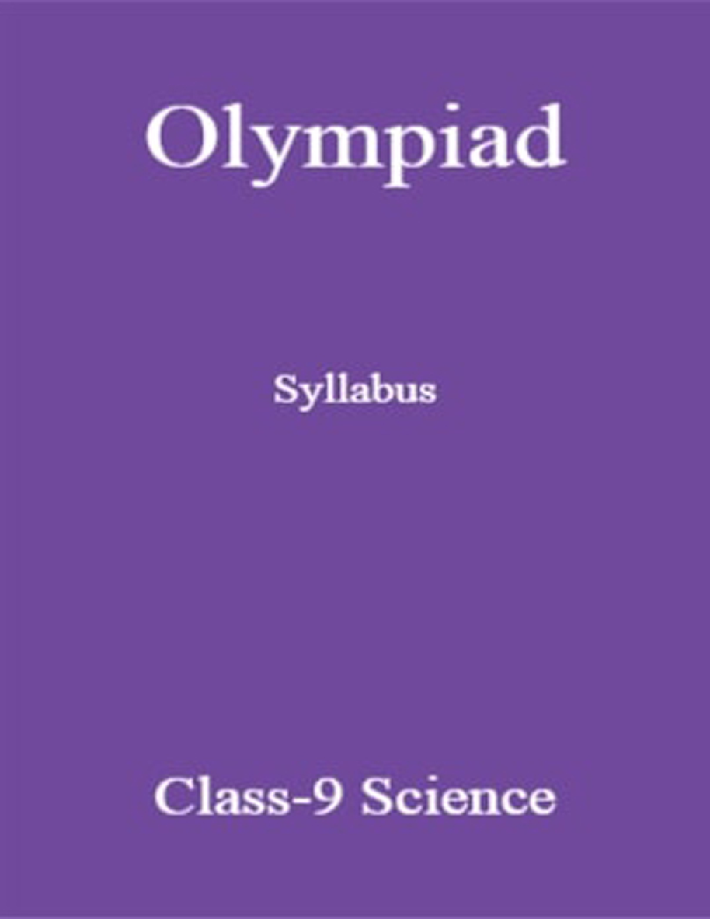 Olympiad Syllabus For Class-9 Science - Page 1