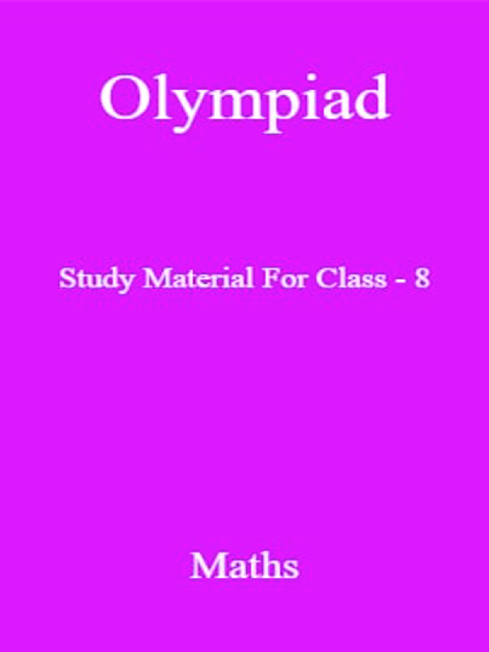 Olympiad Study Material For Class-8 Maths - Page 1