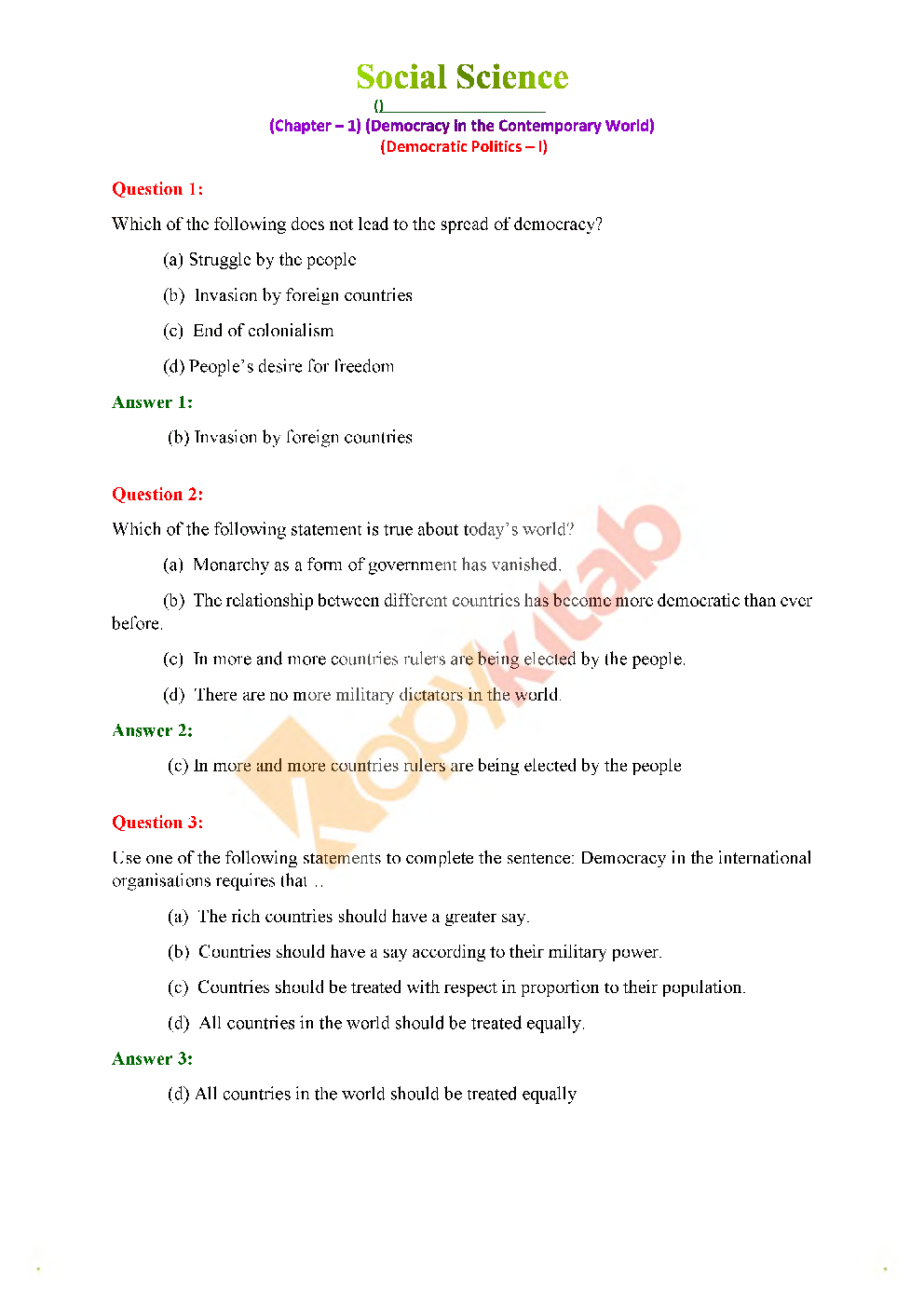 NCERT Solution For Class-9 Civics - Page 2