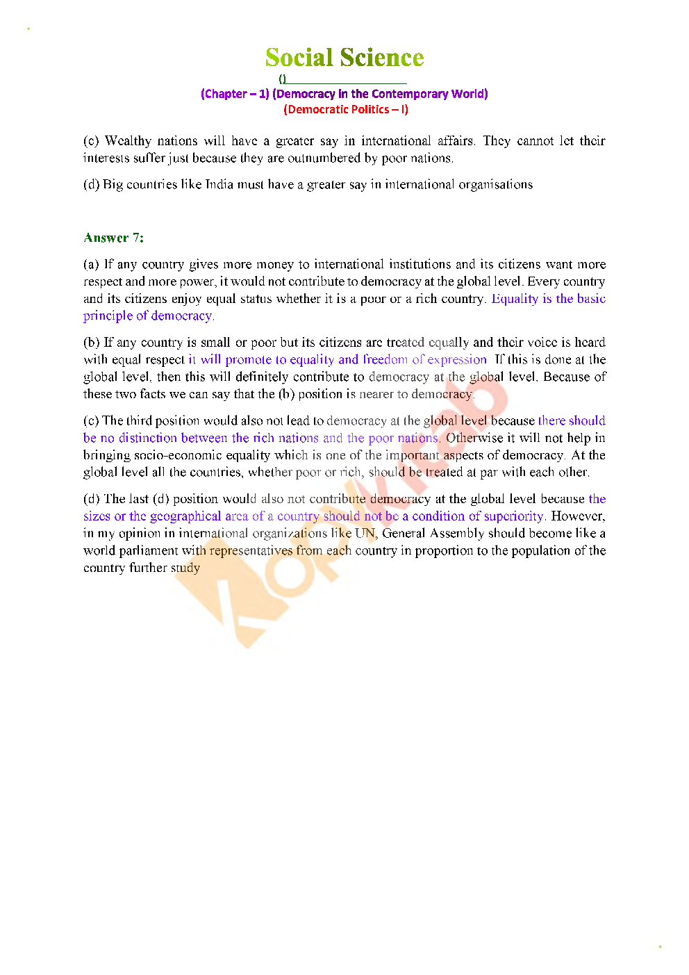 NCERT Solution For Class-9 Civics - Page 5