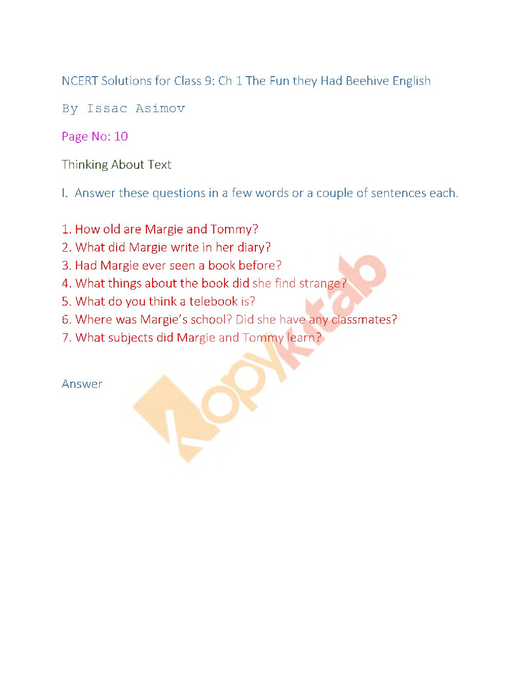 NCERT Solution For Class-9 English Beehive - Page 2