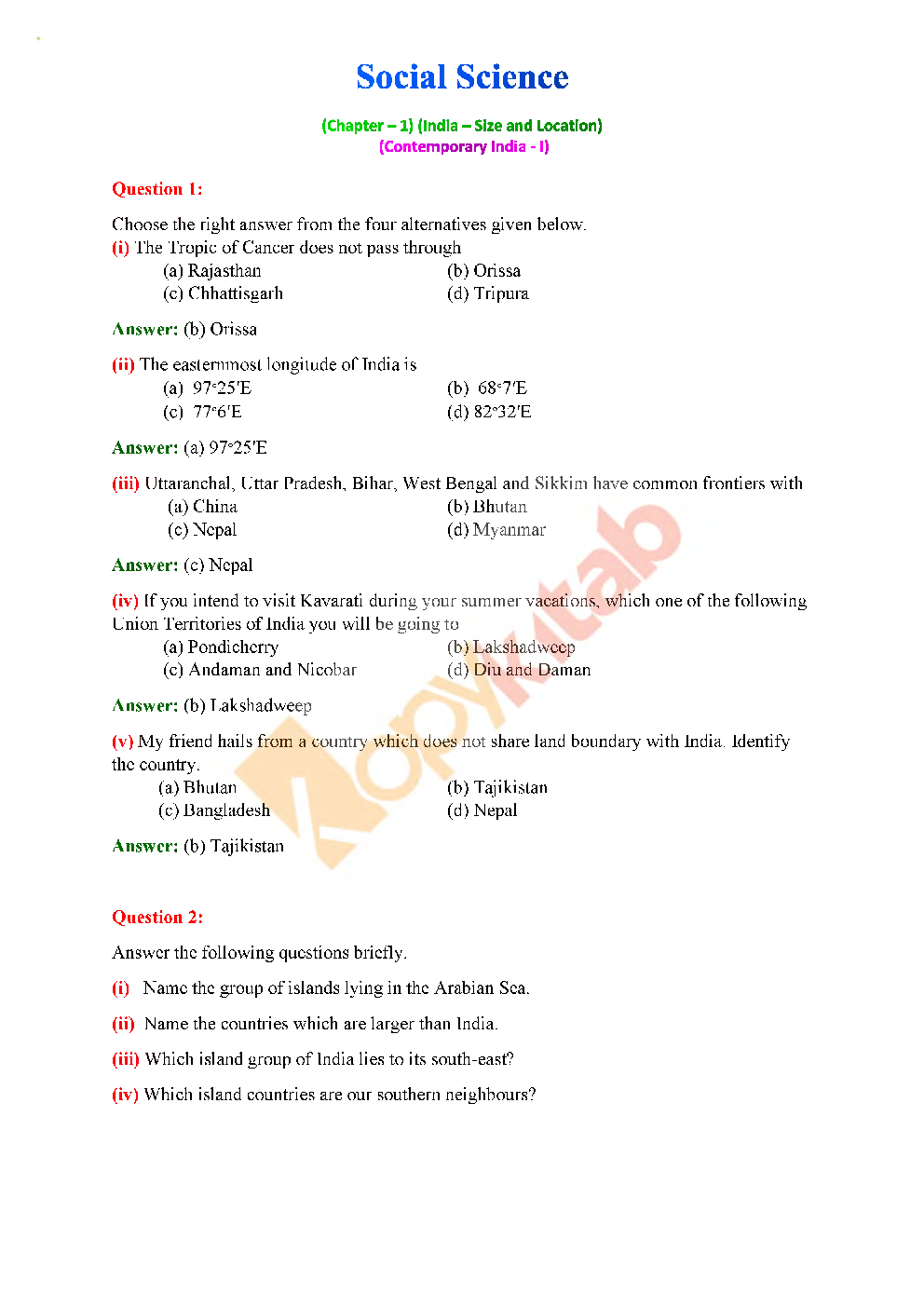NCERT Solution For Class-9 Geography - Page 2