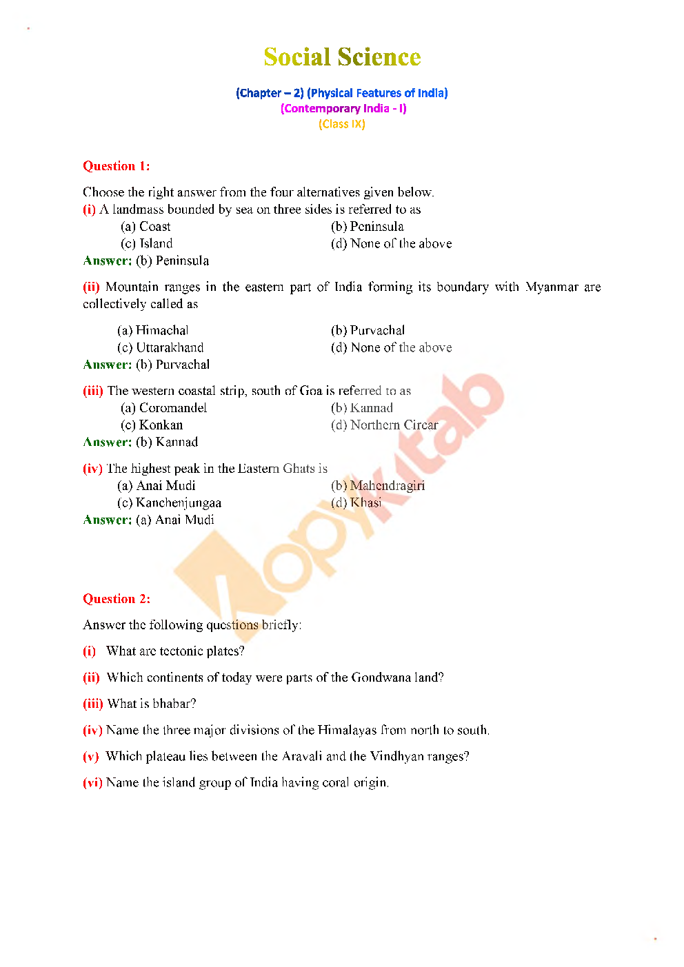 NCERT Solution For Class-9 Geography - Page 4