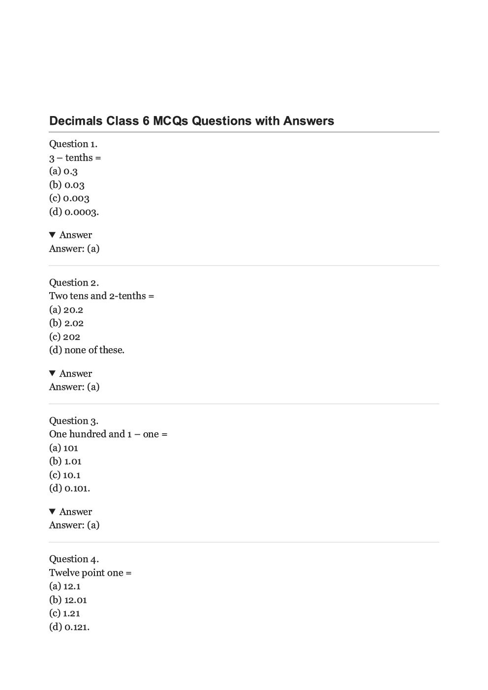 Olympiad Maths Study Material For Class-6 Decimals - Page 2
