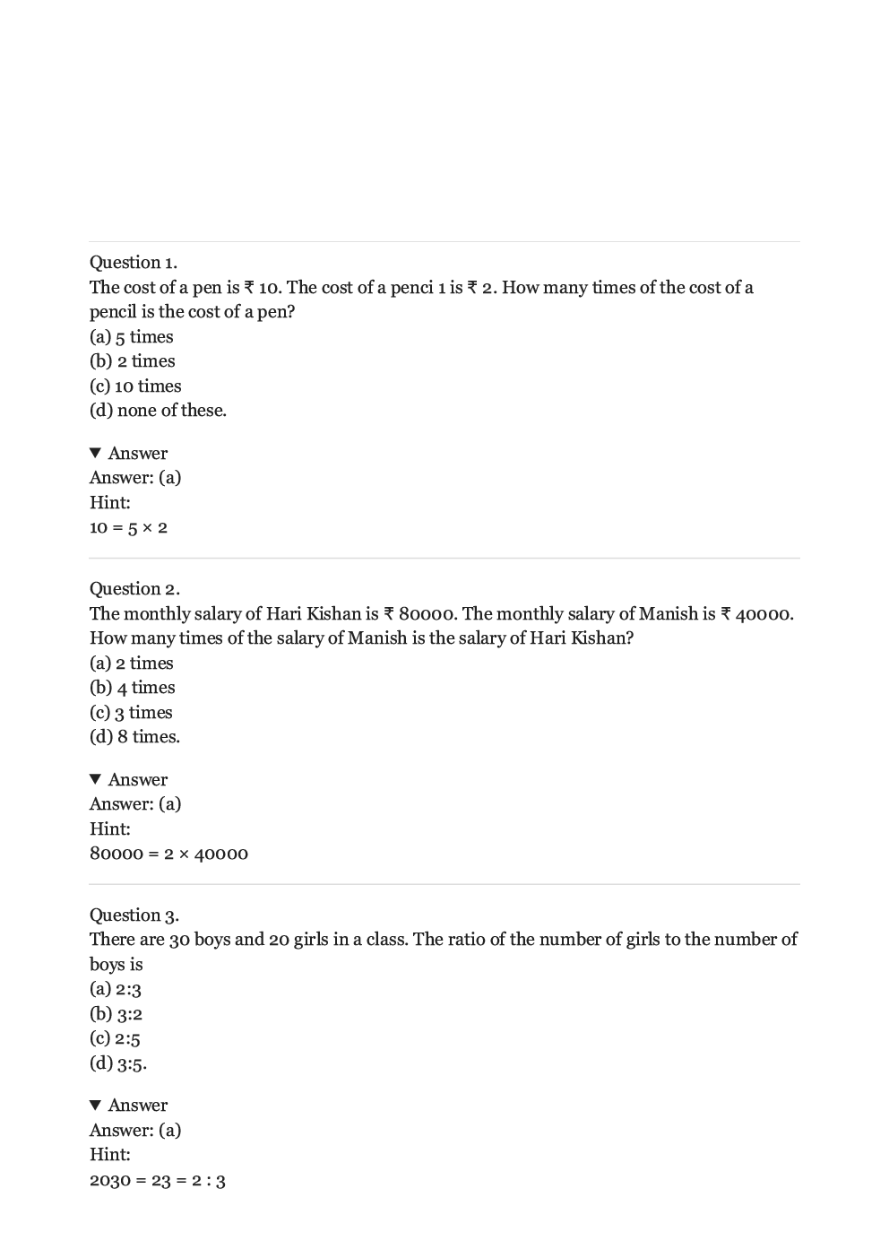 Olympiad Maths Study Material For Class-6 Ratio and Proportion - Page 2