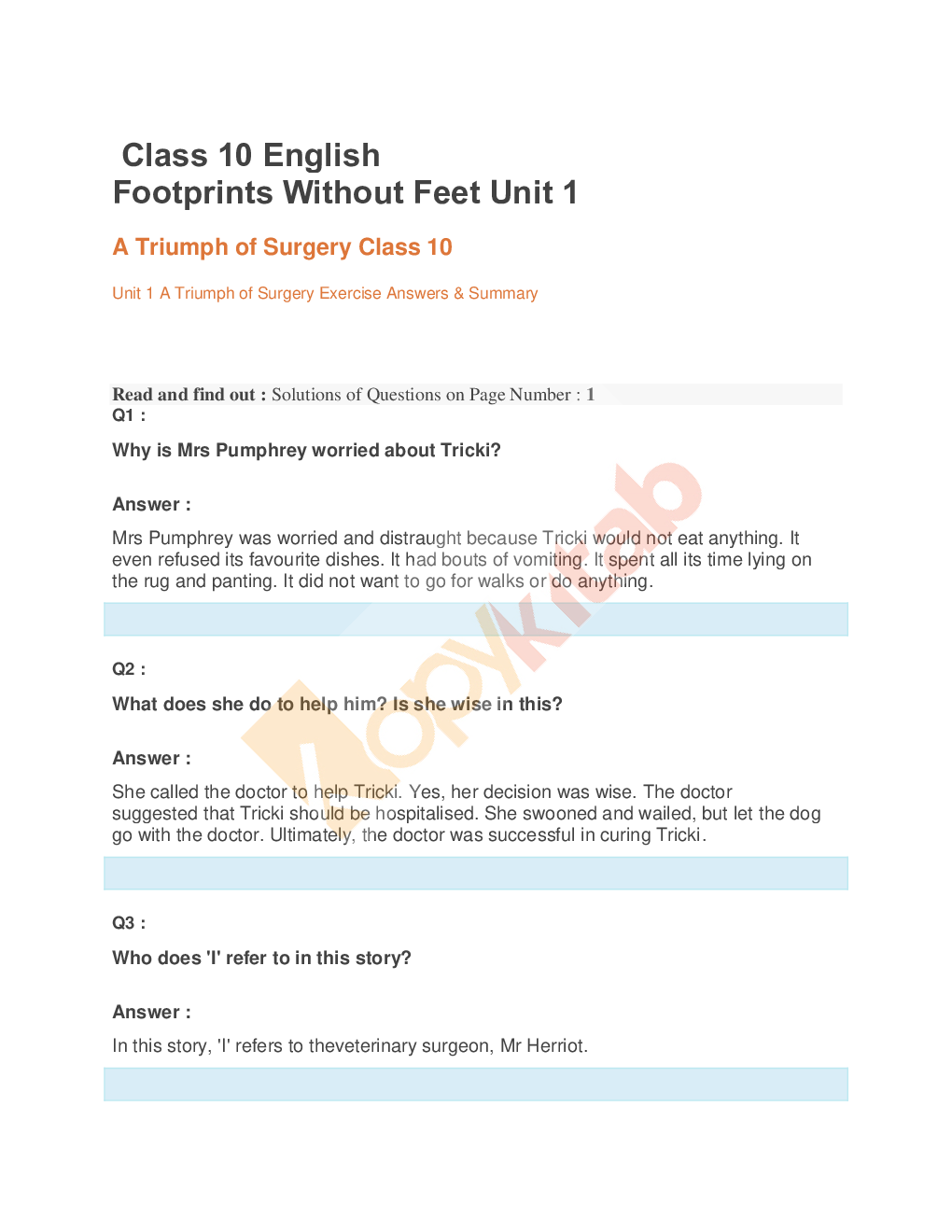 NCERT Solution For Class-10 Foot Prints (English) - Page 2